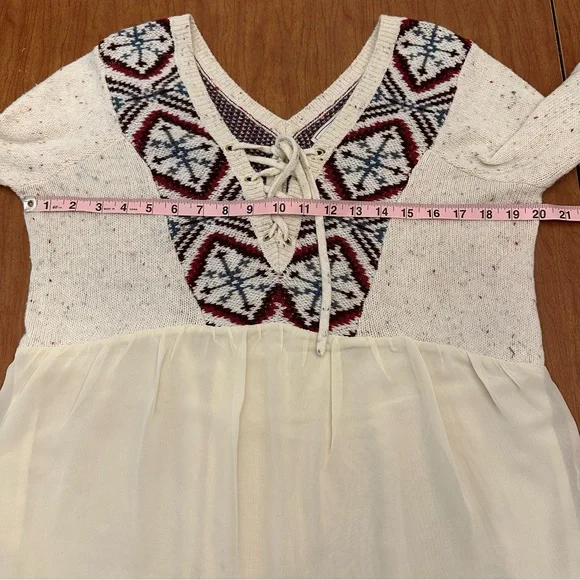 Abercrombie & Fitch Boho Sweater Size Large Cottagecore Festival Retro Fair Isle - Picture 3 of 7